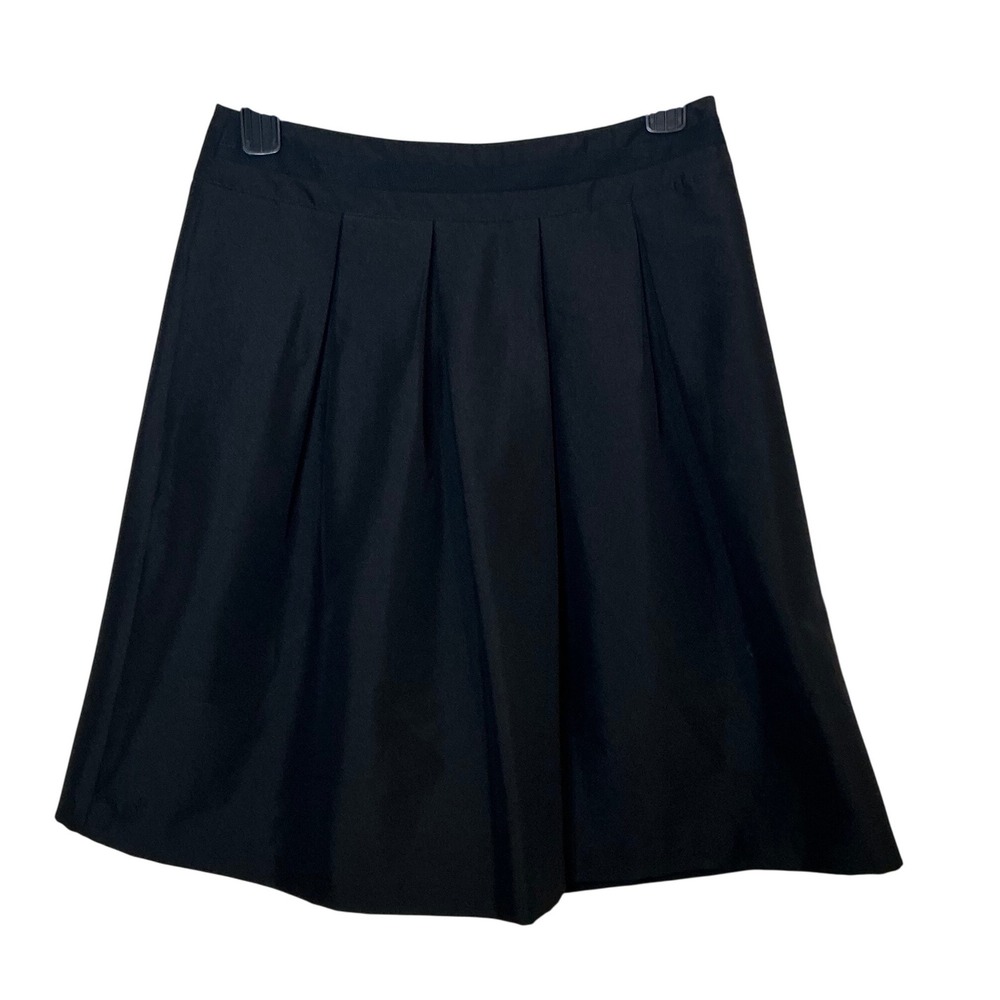 White House Black Market Black Pleated A-Line Skirt Size 4 Preppy Classic